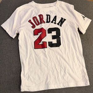 Jordan Kids White Tee with Red and Black Print